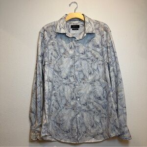BUGATCHI James Abstract Leaf Print Oooh Cotton LS Shirt